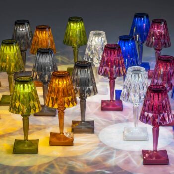 Kartell LED stolová lampa na batérie Batéria, 26 cm, dymovo sivá, IP54