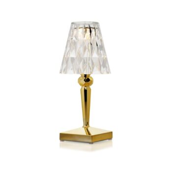 Kartell LED stolová lampa na batérie Batéria, 26 cm, zlatá, IP54
