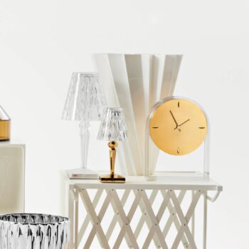 Kartell LED stolová lampa na batérie Batéria, 26 cm, zlatá, IP54
