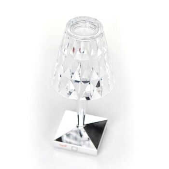 Kartell LED stolová lampa na batérie Batéria, 30 cm, chrómová farba, IP54