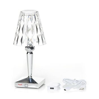 Kartell LED stolová lampa na batérie Batéria, 30 cm, chrómová farba, IP54