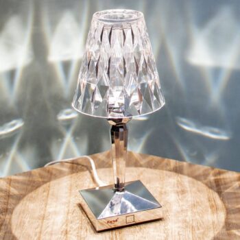 Kartell LED stolová lampa na batérie Batéria, 30 cm, chrómová farba, IP54