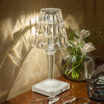 Kartell LED stolová lampa na batérie Batéria, 30 cm, transparentná, IP54