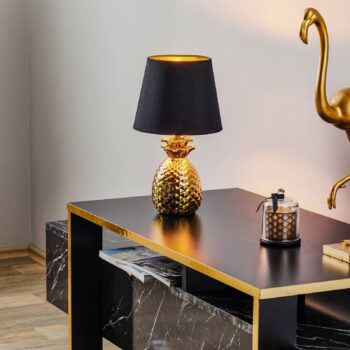 Keramická stolná lampa Pineapple čierno-zlatá