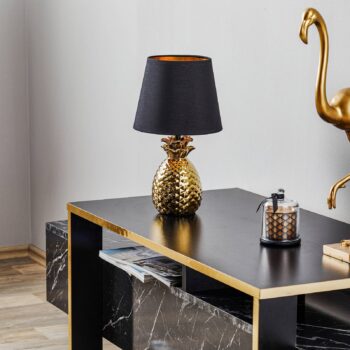 Keramická stolná lampa Pineapple čierno-zlatá