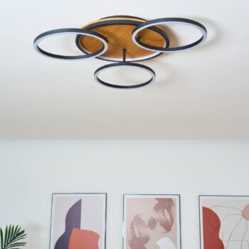 Kiru LED stropné svietidlo, borovica, dĺžka 60,8 cm, 3 svetlá, drevo
