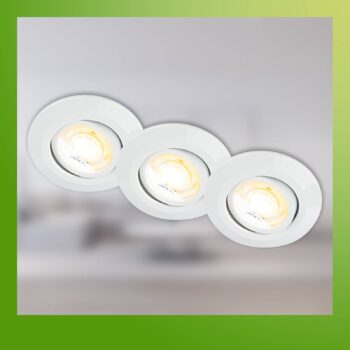 Klira vstavané LED svetlo, biele, Ø 9 cm, otočné, 3 jednotky