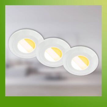 Klira vstavané LED svetlo, biele, Ø 9cm, IP44, stmievateľné, 3 jednotky