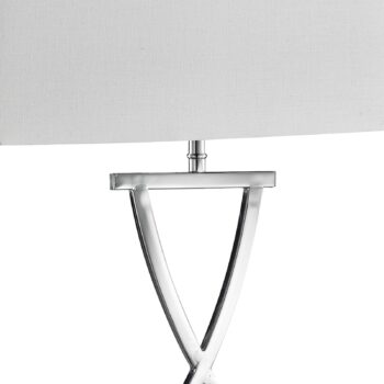 Klubová stolová lampa, chróm/biela, výška 35,5 cm, textil, E14