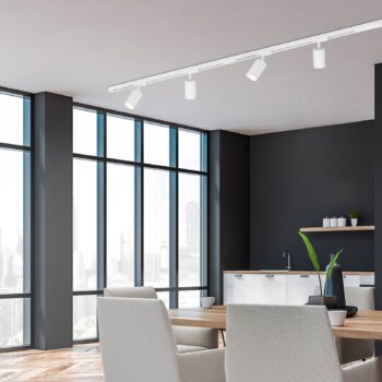 Koľajnicový systém 230 V, biely, 4 LED reflektory, dĺžka 1,5 m
