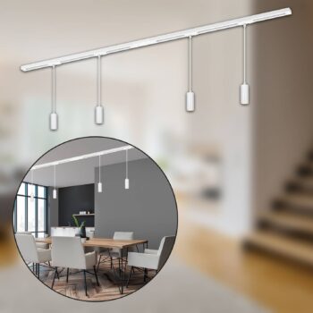 Koľajnicový systém RAIL 230 V, biely, 4 LED prívesky, dĺžka 1,5 m