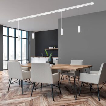 Koľajnicový systém RAIL 230 V, biely, 4 LED prívesky, dĺžka 1,5 m