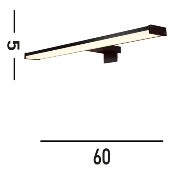 Kos LED zrkadlové svetlo, šírka 60 cm, čierny hliník IP44