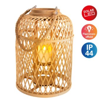 Kôš na solárne svietidlo LED, bambus, výška 38 cm, prírodný