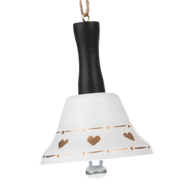 Kovový závěsný zvonček Gold heart, 6,5 x 8,5 cm Kovový závěsný zvonček Gold heart, 6,5 x 8,5 cm