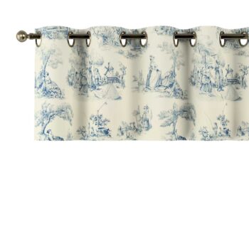 Krátky záves na kolieskach, modrý vzor na svetlobéžovom podklade, 130 x 40 cm, Avinon, 132-66