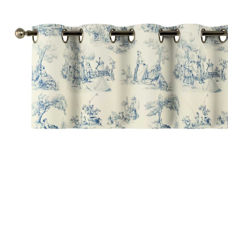 Krátky záves na kolieskach, modrý vzor na svetlobéžovom podklade, 130 x 40 cm, Avinon, 132-66 Krátky záves na kolieskach, modrý vzor na svetlobéžovom podklade, 130 x 40 cm, Avinon, 132-66