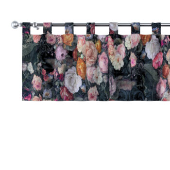 Krátky záves na pútkach, farebné kvety na tmavom pozadí, 130 x 40 cm, Gardenia, 161-02