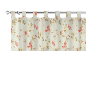 Krátky záves na pútkach, jemné ružovozelené kvety na zelenkavomodrom podklade, 390 x 40 cm, Londres, 143-89