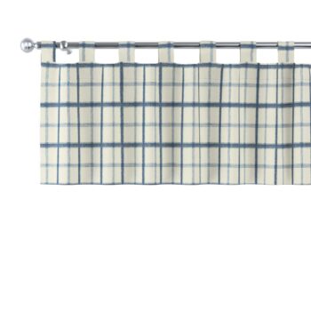 Krátky záves na pútkach, modré káro na svetlobéžoom podklade, 390 x 40 cm, Avinon, 131-66