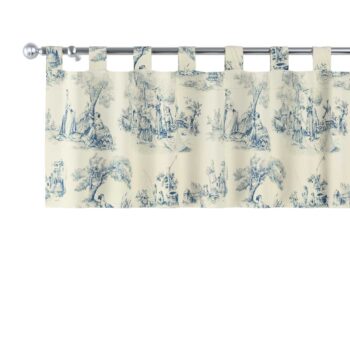 Krátky záves na pútkach, modrý vzor na svetlobéžovom podklade, 260 x 40 cm, Avinon, 132-66