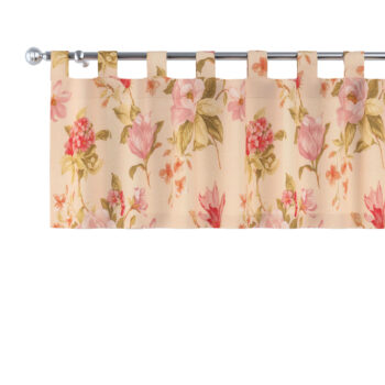 Krátky záves na pútkach, výrazný vzor ružovozelené kvety na ľanovom podklade , 260 x 40 cm, Londres, 143-87