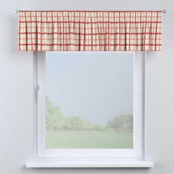 Krátky záves na riasiacej páske, bordové káro na svetlobéžovom podklade, 260 x 40 cm, Avinon, 131-15