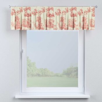 Krátky záves na riasiacej páske, bordový vzor na svetlobéžovom podklade, 390 x 40 cm, Avinon, 132-15