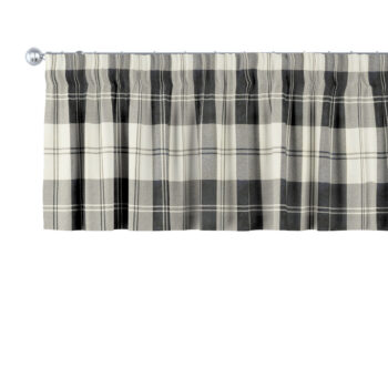 Krátky záves na riasiacej páske, čierno - biele káro, 390 x 40 cm, Edinburg, 115-74