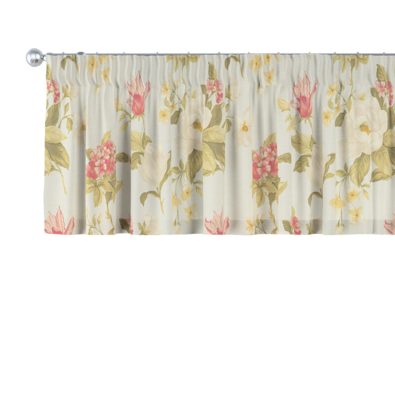 Krátky záves na riasiacej páske, duże kwiaty na niebieskim tle, 390 x 40 cm, Londres, 143-86 Krátky záves na riasiacej páske, duże kwiaty na niebieskim tle, 390 x 40 cm, Londres, 143-86
