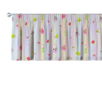 Krátky záves na riasiacej páske, farebné zvieratka na farebnom pozadí, 390 x 40 cm, Výpredaj, 151-05