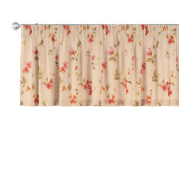 Krátky záves na riasiacej páske, jemané ružové kvety na svetlom ľanovom podklade, 260 x 40 cm, Londres, 143-88