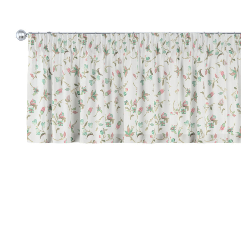 Krátky záves na riasiacej páske, malé kvety na svetlom pozadí, 130 x 40 cm, Londres, 122-02 Krátky záves na riasiacej páske, malé kvety na svetlom pozadí, 130 x 40 cm, Londres, 122-02
