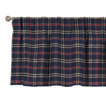 Krátky záves na riasiacej páske, modro - červené káro, 130 x 40 cm, Quadro, 142-68