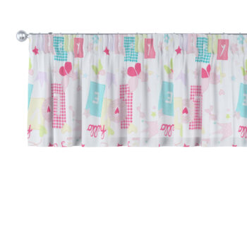 Krátky záves na riasiacej páske, pastelové vzory na bielom podklade, 390 x 40 cm, Výpredaj, 141-51