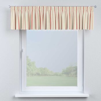 Krátky záves na riasiacej páske, svetlo a tmavo bordový pásik na svetlobéžovom podklade , 390 x 40 cm, Avinon, 129-15