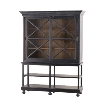 Kredenc Rimir 160 x 50 x 220 old black & natural, 160 x 50 x 220 cm
