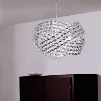 Krištáľová závesná lampa Diamante Ø 40 cm