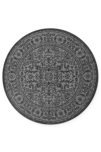 Kruhový kusový koberec Northrugs Duet 106248 Black White Ø 160 cm