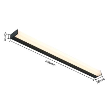 Kúpeľňové nástenné svietidlo Lindby LED Ulisan, 89 cm, čierne, hranaté