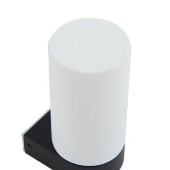 Kúpeľňové nástenné svietidlo Lucande Basolo, čierne, výška 17,2 cm, sklo