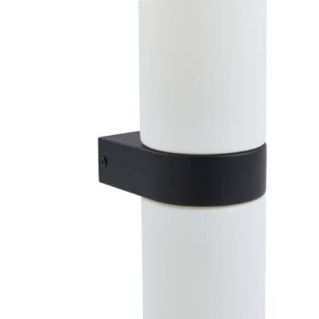 Kúpeľňové nástenné svietidlo Lucande Basolo, čierne, výška 31,5 cm, sklo