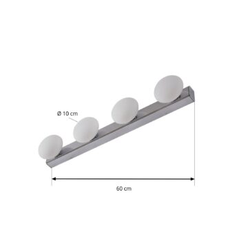 Kúpeľňové nástenné svietidlo Lucande LED Myrra, chróm, sklo, 60 cm, IP44