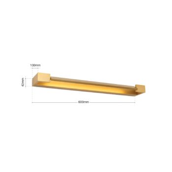 Kúpeľňové nástenné svietidlo Marylin LED, dĺžka 60 cm, zlatá farba, hliník