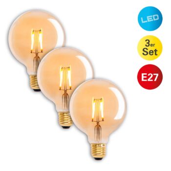 LED Globe E27 4,1W 310lm teplá biela zlatá 3 kusy