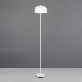 LED akumulátorová stojaca lampa Jeff, biela, kov, výška 147 cm