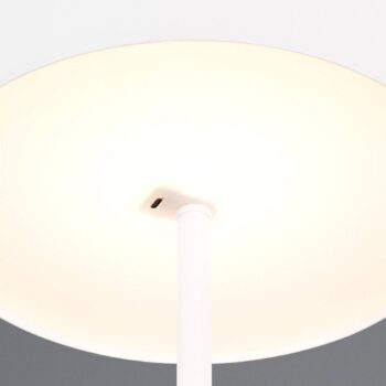 LED akumulátorová stojaca lampa Jeff, biela, kov, výška 147 cm