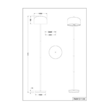 LED akumulátorová stojaca lampa Jeff, coffee, stmievateľná, výška 147 cm