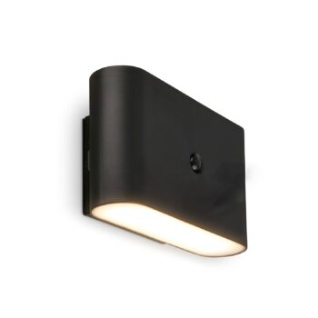 LED akumulátorové nástenné svetlo Chat, čierne, 16 cm, plast, senzor