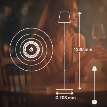 LED dobíjacia stojacia lampa Coloris, biela, RGB, stmievač, IP44, USB
